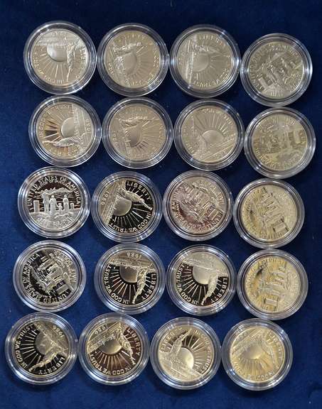 20 1986 PROOF STATUE OF LIBERTY HALF DOLLARS CAPS ONLY