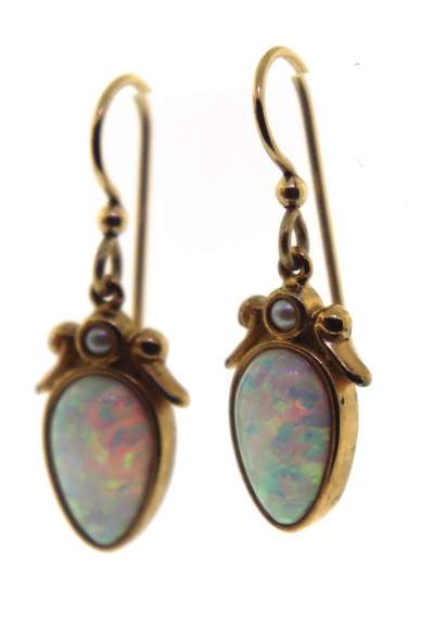 Sterling Silver Opal Color Stone Earrings