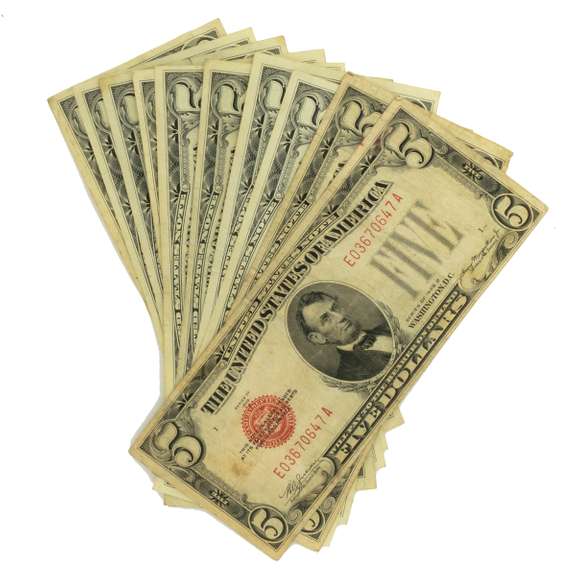 10 Clean  $5 Red Seal  US Notes