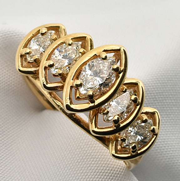 Sparkling 5 Marquise Diamond Ring