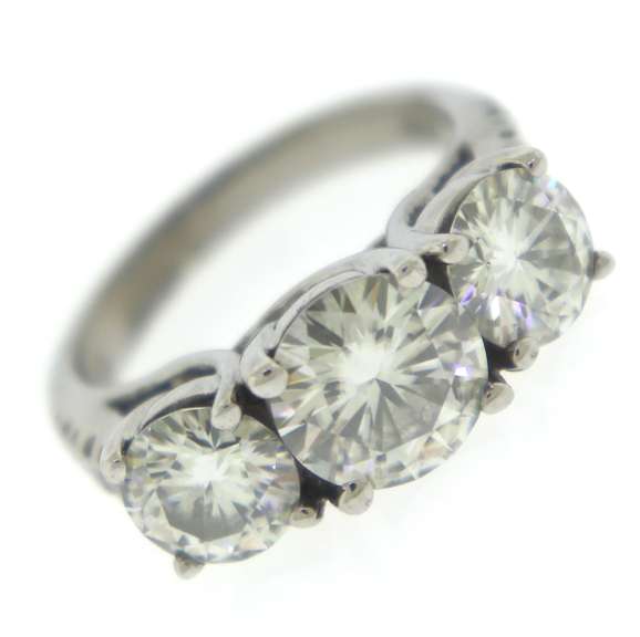 Fancy White Gold 3 Stone Moissanite Ring