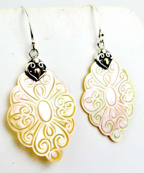 Designer Sterling & 18K Mother of Pearl Earrings