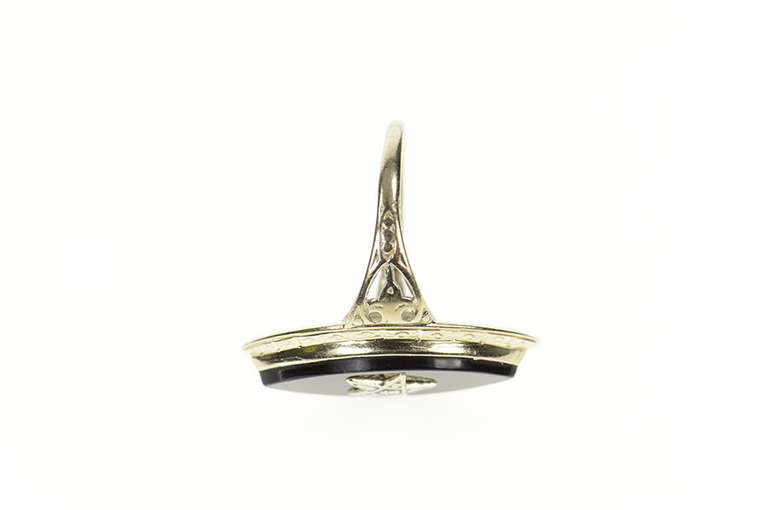 14K White Gold Art Deco Order of the Eastern Star Marquise Ring