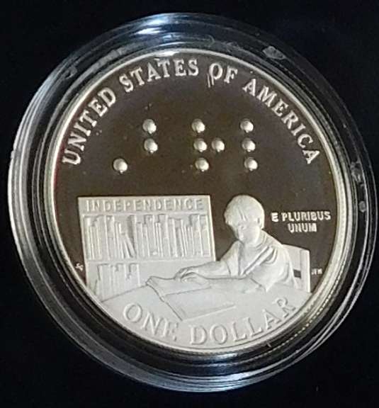 2009 PROOF Silver Braille Sil Dollar.
