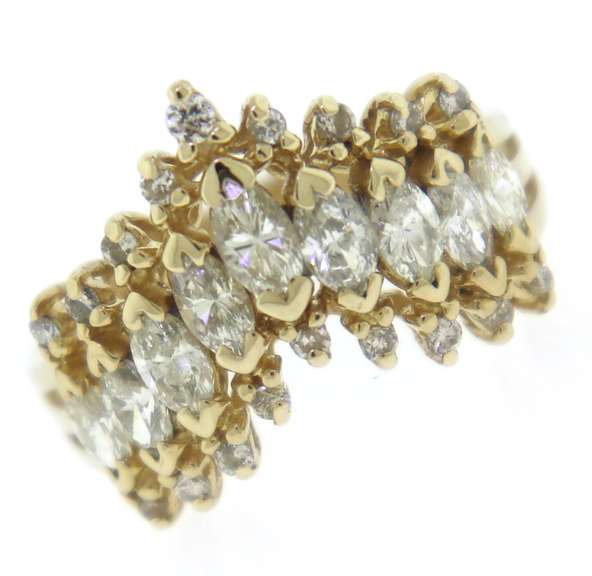 Fantastic Marquise and Round Brilliant Cut Diamond Ring