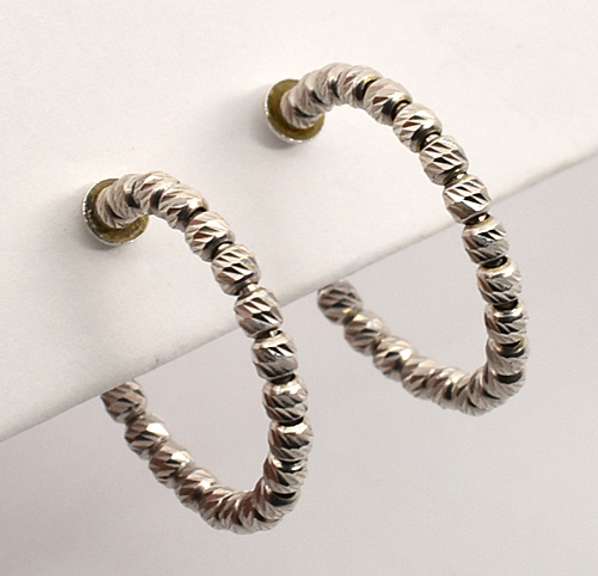 18k White Gold J Hoop Earrings