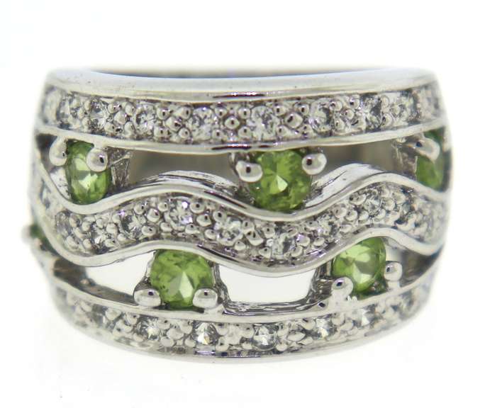 Sterling Silver Cubic Zirconia & Gemstone Ring