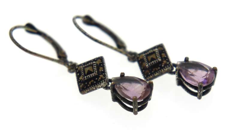 Sterling Silver Amethyst Drop Earrings