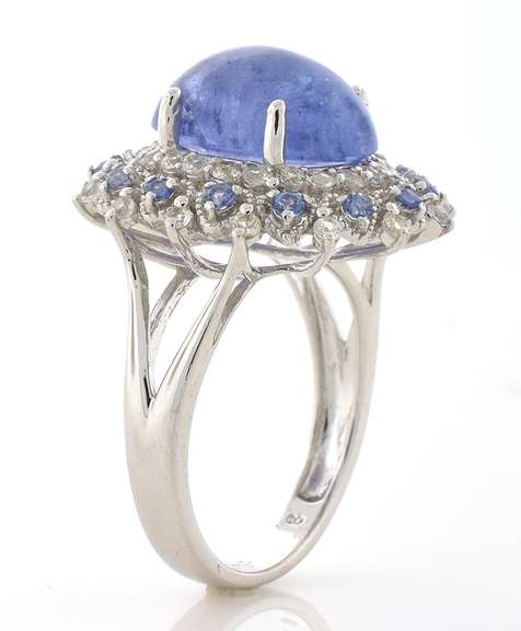 Regal Tanzanite & White Sapphire Ring in Sterling Silver