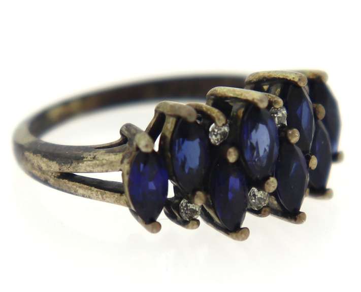 Sterling Silver Dark Blue Topaz Ring