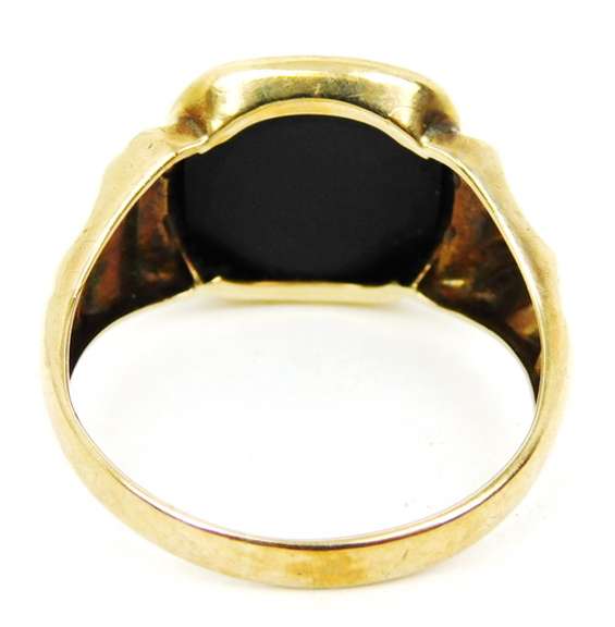 Men's Deco 10K Signet Ring, Initial H, Size 11.5