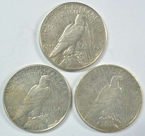Scarce 1925-S, 1935, & 1935-S Peace Silver Dollars