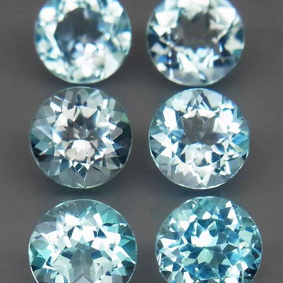 Superb quality 10.29ct 6 pc Swiss blue Topaz set