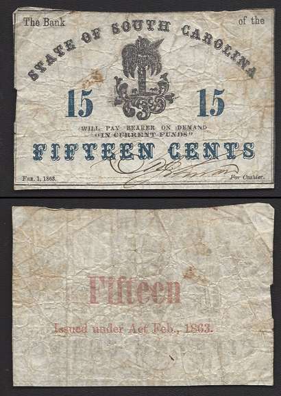 15 Bank State of South Carolina Obsolete
