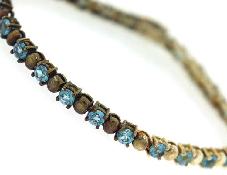 Vintage Sterling Silver Blue Topaz Bracelet