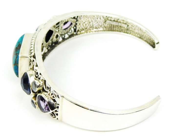 Beautiful Nicky Butler Sterling Gemstone Cuff Bracelet