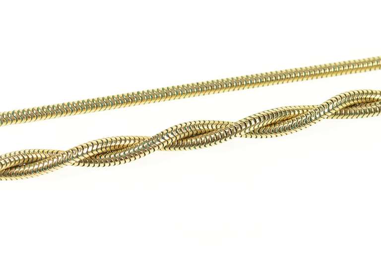 Gold Filled Retro Ornate Twist Snake Chain Collar Necklace