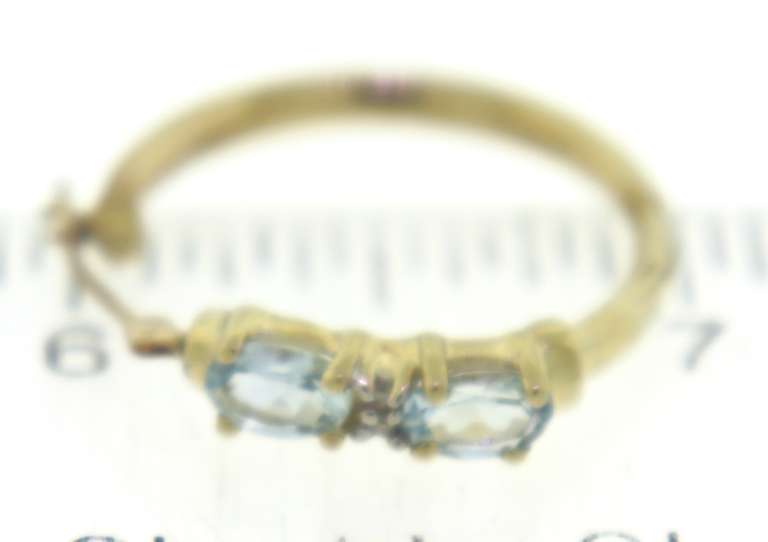 Gorgeous 14kt YG Oval Cut Aquamarine and Diamond Hoop Earrings