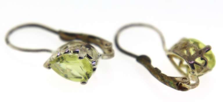 Sterling Silver Yellow quatrz Drop Earrings