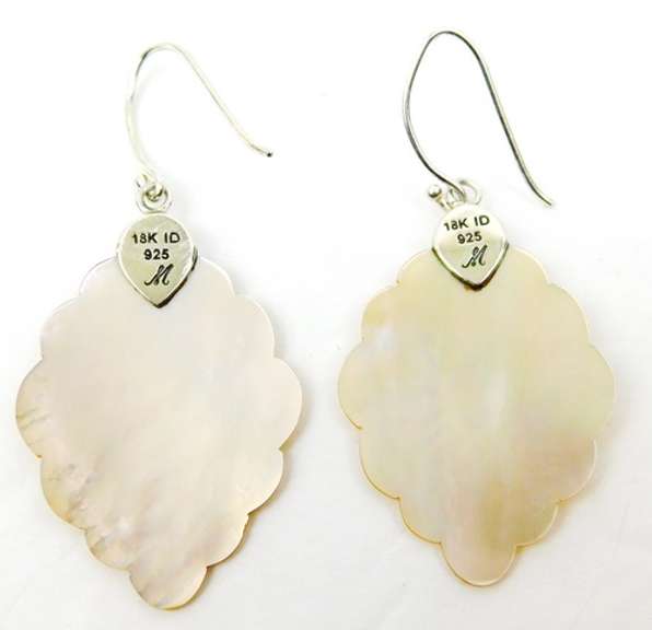 Designer Sterling & 18K Mother of Pearl Earrings