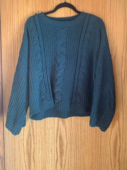 Green Cable knit Sweater- Small