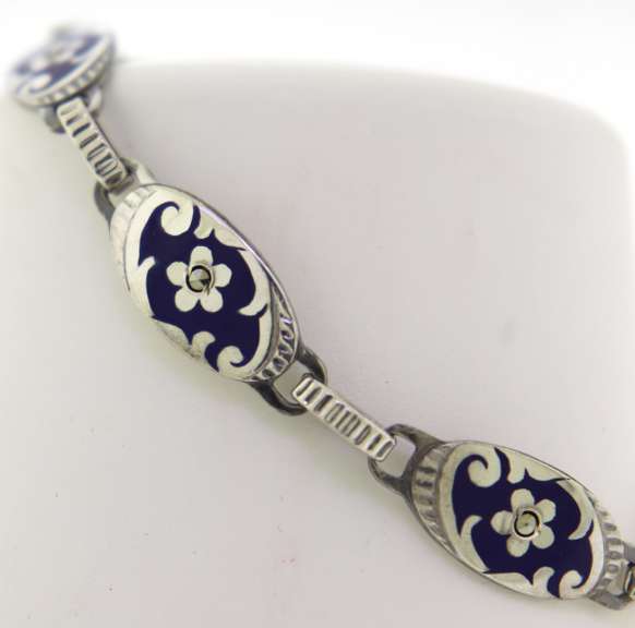 Sterling Silver Blue Enamel Bracelet