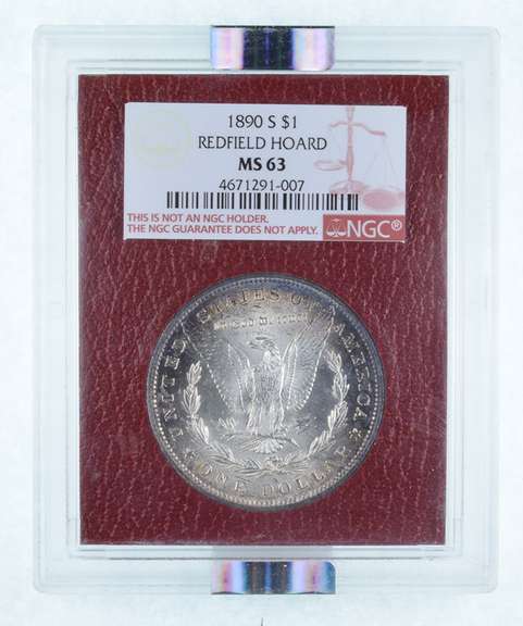 MS63 1890-S Morgan Silver Dollar - Redfield Hoard - Graded NGC