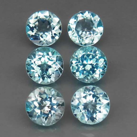 Superb quality 9.75ct 6 pc Swiss blue Topaz set