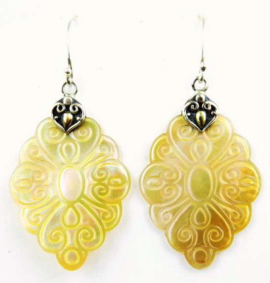 Designer Sterling & 18K Mother of Pearl Earrings