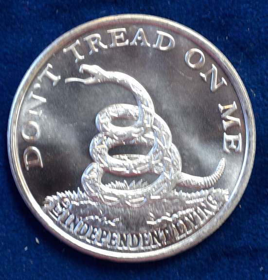 1 OZ Silver Round Don't Tread on Me Tea PARTY