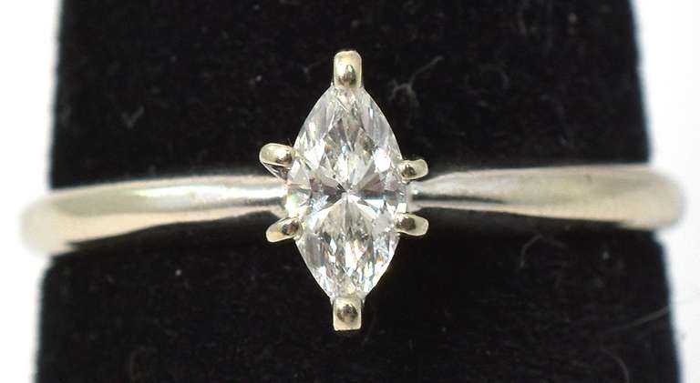 0.18CT Marquise Diamond Solitaire Ring in 14KT White Gold