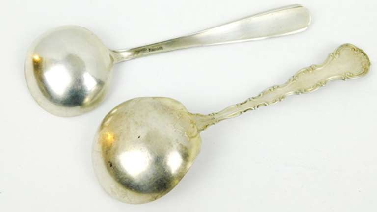 2 Antique Sterling Silver Cream Ladles