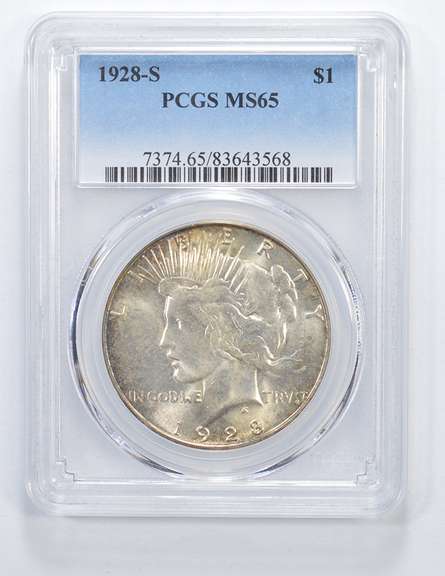 MS65 1928-S Peace Silver Dollar - Graded PCGS