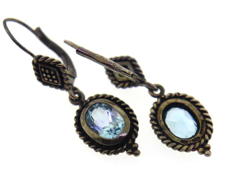 Sterling Silver Blue Topaz Drop Earrings