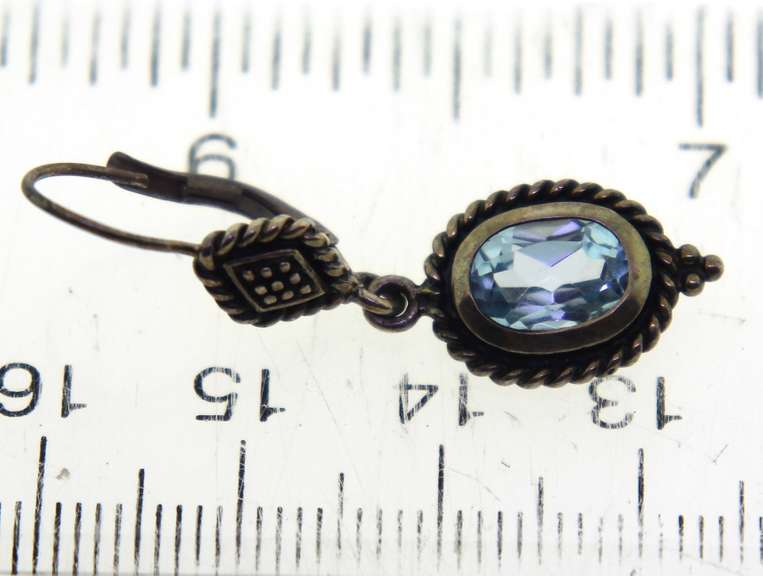 Sterling Silver Blue Topaz Drop Earrings