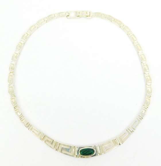Sterling Greek Key Malachite Neckpiece