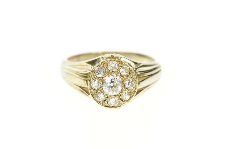 14K White Gold 0.90 Ctw Victorian Diamond Men's Antique Ring