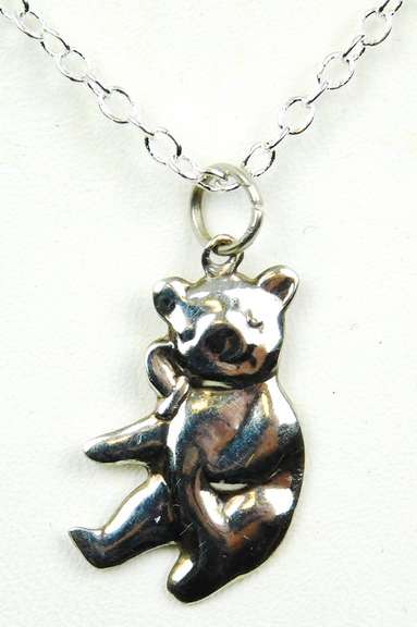 Sterling Silver Teddy Bear Pendant & Chain