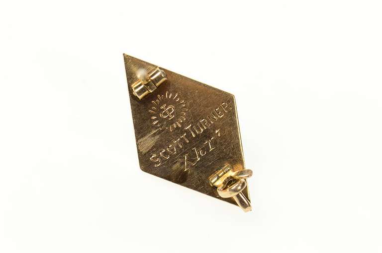 14K Yellow Gold Psi Upsilon Enamel Diamond Fraternity Lapel Pin/Brooch