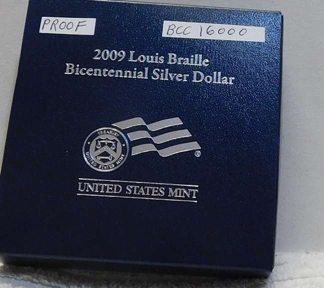 2009 PROOF Silver Braille Sil Dollar.