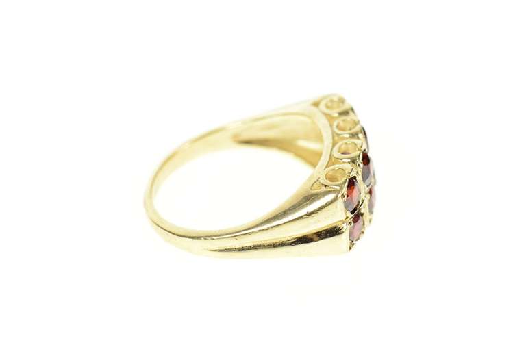 10K Yellow Gold Art Deco Squared Garnet Statement Band Ring