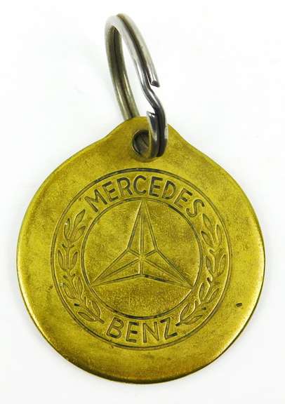 Vintage Solid Brass Mercedes Benz FOB Key Ring