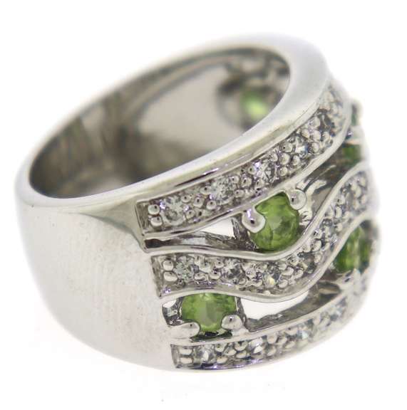 Sterling Silver Cubic Zirconia & Gemstone Ring