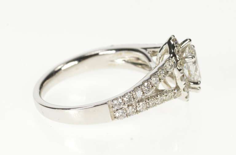 14K White Gold 1.50 Ctw Marquise Diamond Halo Engagement Ring