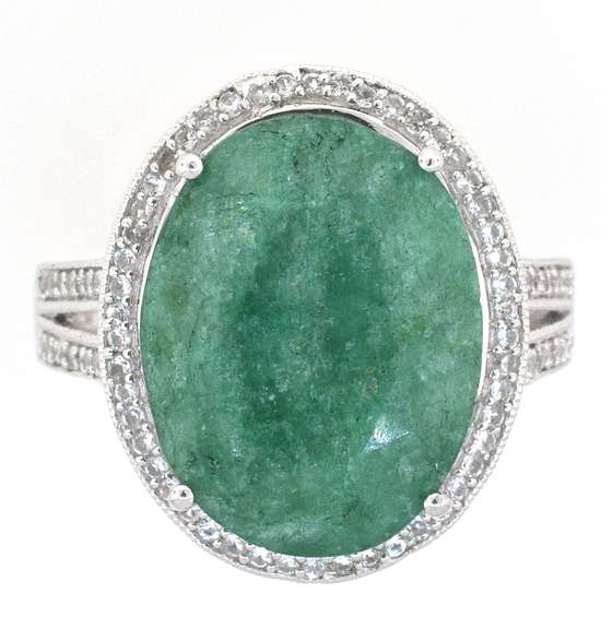 Darling Huge Emerald 9.14CTW & Sapphire  Ring, Sterling