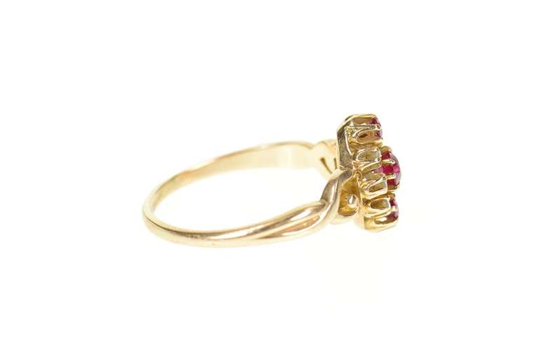 14K Yellow Gold Victorian Syn. Ruby Rose Diamond Accent Ring