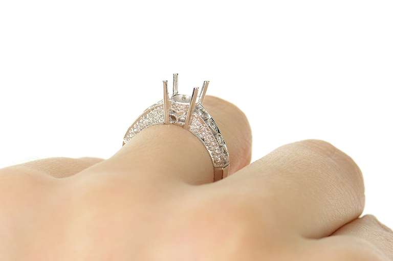 18K White Gold 6.75mm 0.28 Ctw Engagement Setting Semi Mount Ring