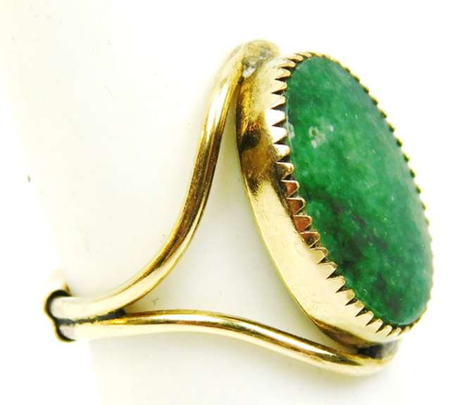 Vintage Large Gold-Filled Jade Ring, Size 5