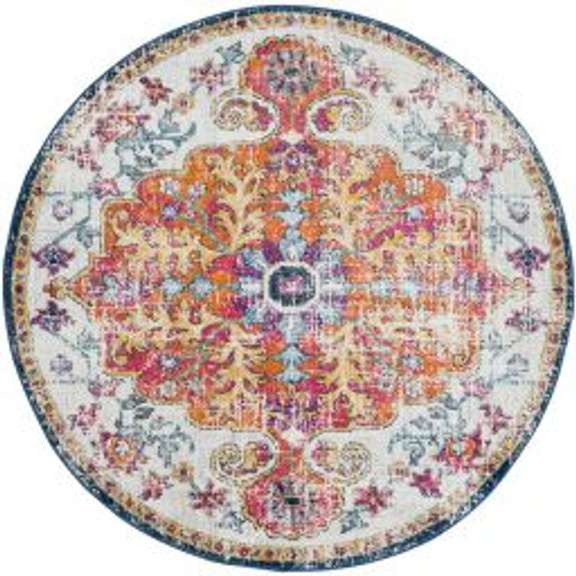 COLORFUL ROUND RUG 8x8