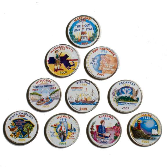 10 Enamel State Quarters